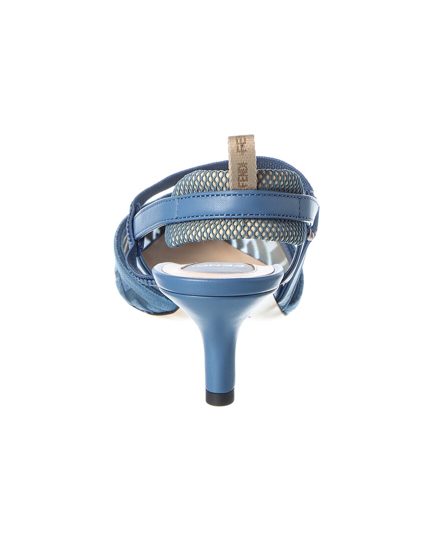 FENDI | Womens | FF Colibri Lite Medium Mesh & Leather Slingback Mule | Blue