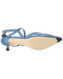 FENDI | Womens | FF Colibri Lite Medium Mesh & Leather Slingback Mule | Blue