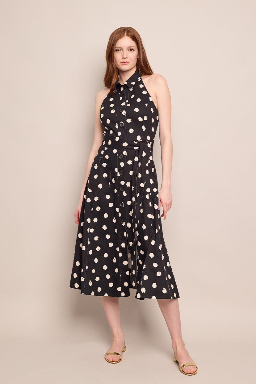 Parker Dress | Spot Black Egret
