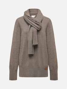 Pure Cashmere Scarf Pullover | Brown
