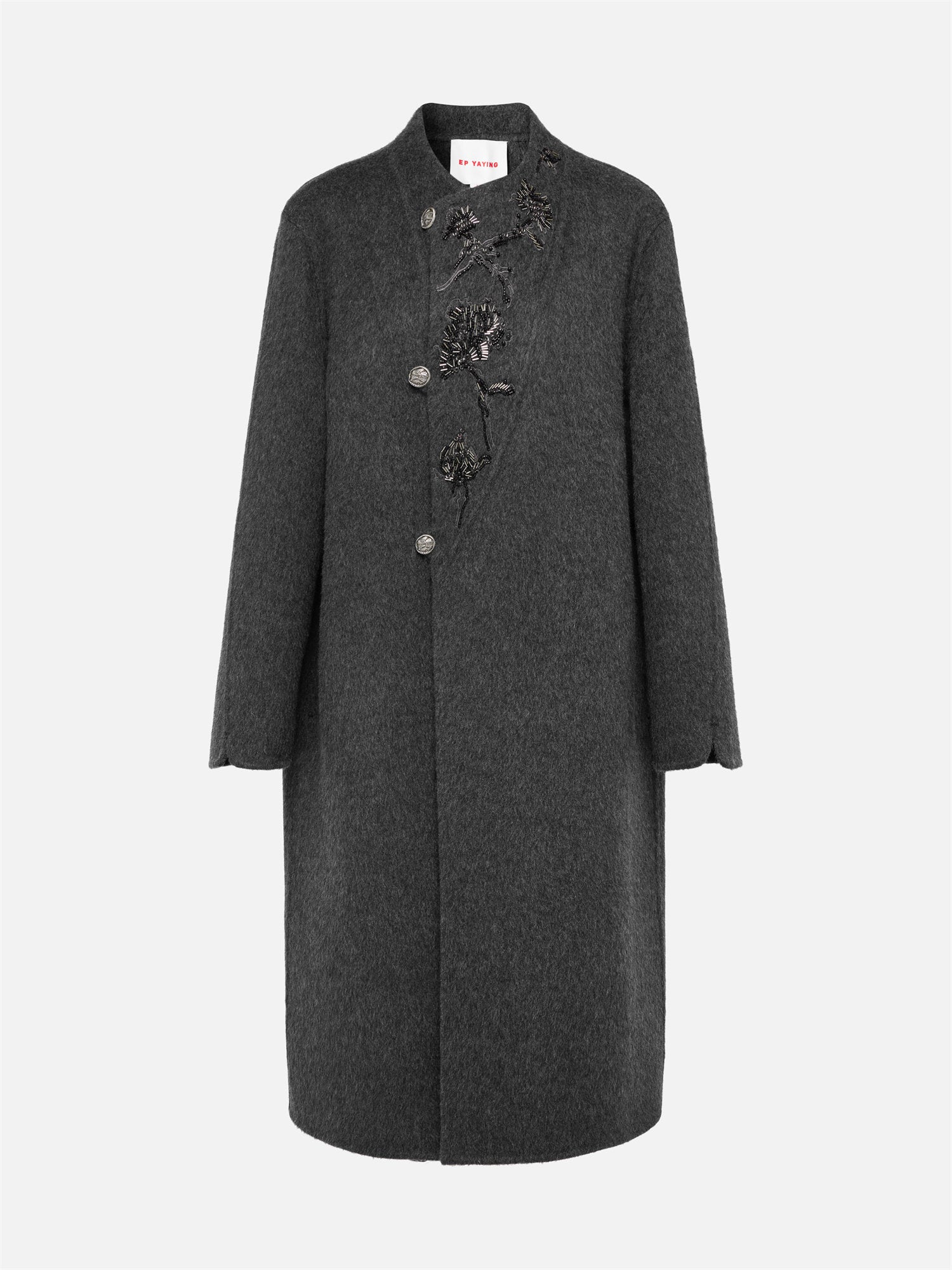 Traditional Embroidered Long Coat | Grey