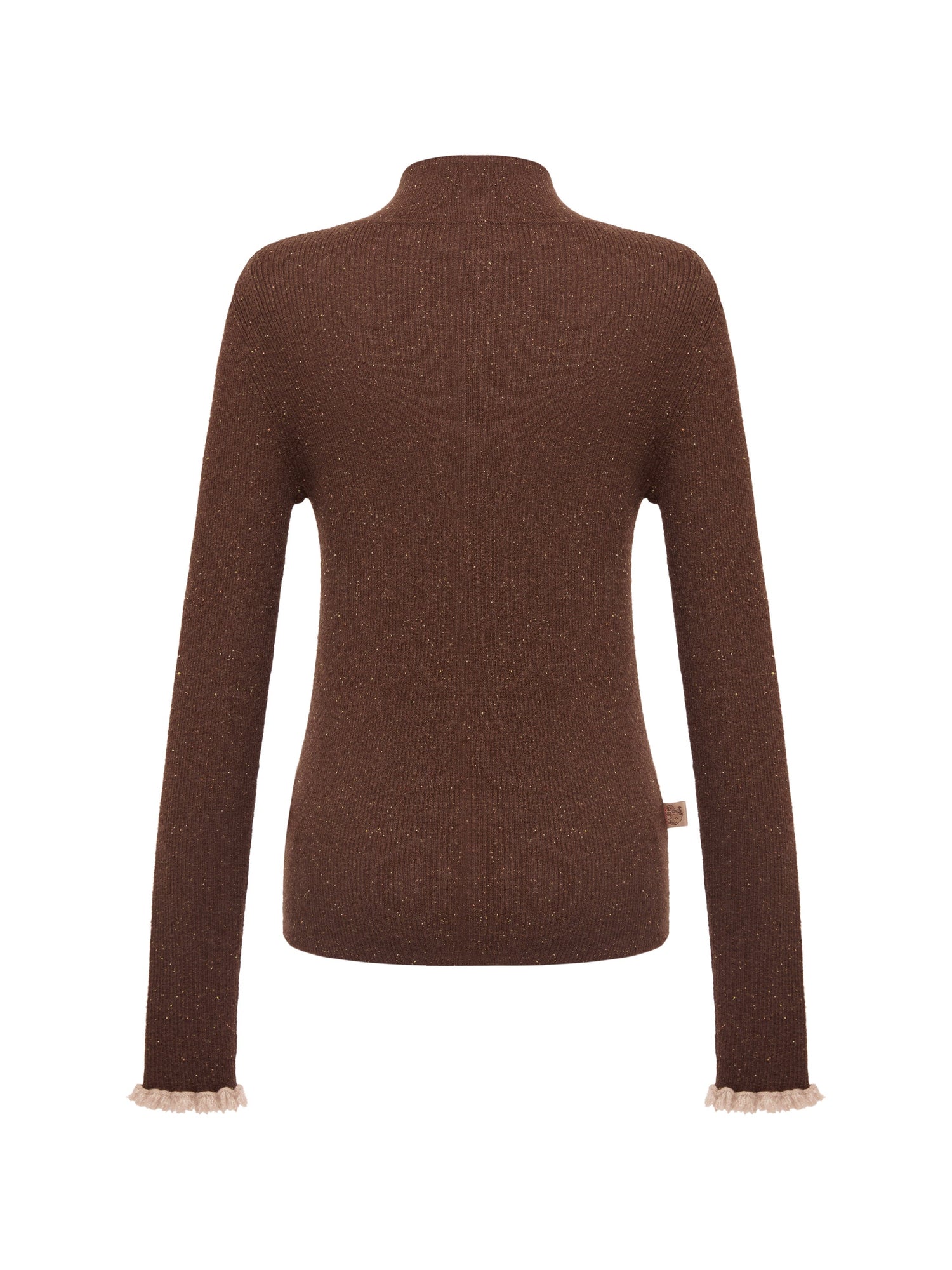 Long Sleeve Form-Fitting Knit Turtleneck | Brown