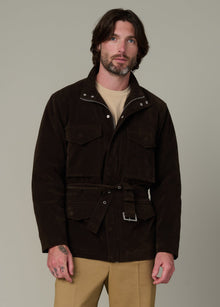 Faux Suede M16 Jacket in chocolate with tailored fit and soft suede texture – stylish and comfortable men's jackets
