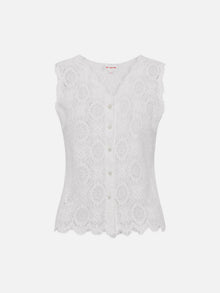 Straight-Cut Lace Vest | White