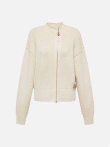 Batwing Sleeve Zippered Jacket | White