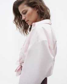 Another Tomorrow Pleat Back Poplin Shirt in Blush – Cotton Women's Top