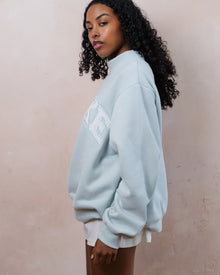 Bridal Varsity Mockneck | Pale Blue/White