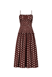 The Amelia Dress | Brown/Ivory Polka Dot