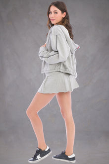 Women | Vintage Striped Oversized Zip Hoodie | Heather Gray