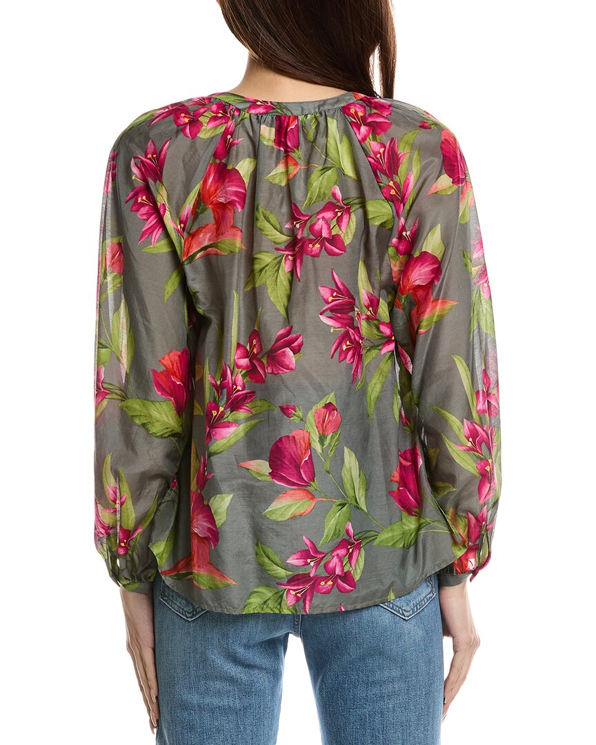 Tommy Bahama | Womens | Lavish Blooms Agua Amara Silk-Blend Peasant Top | Tea Leaf