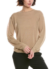Vince | Womens | Dropped Shoulder Boat Neck Top | Brown