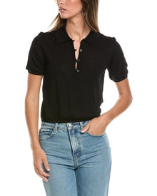 FRAME Denim | Womens | The Smart Wool Polo Shirt | Black