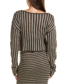 Rowing Blazers | Womens | Stripe Long Sleeve Wool & Mohair-Blend Top | Green