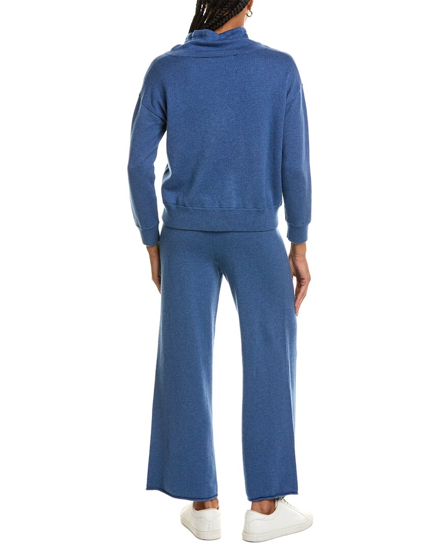 Hannah Rose | Womens | Cashmere-Blend Terry Stitch Cowl Neck Sweater & Pant Set | Blue