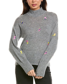 Brodie Cashmere | Womens | Multicolor Mini Skier Wool & Cashmere-Blend Sweater | Grey