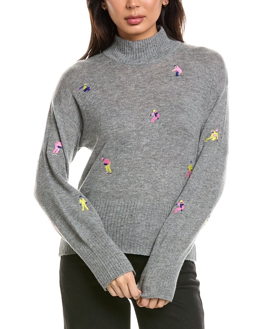 Brodie Cashmere | Womens | Multicolor Mini Skier Wool & Cashmere-Blend Sweater | Grey