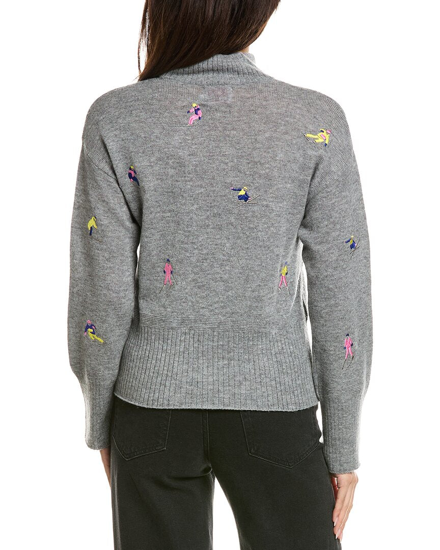 Brodie Cashmere | Womens | Multicolor Mini Skier Wool & Cashmere-Blend Sweater | Grey