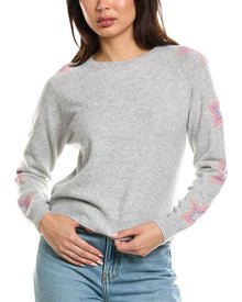 Brodie Cashmere | Womens | Star Dust Sleeve Crewneck 100% Cashmere Sweater - I | Grey