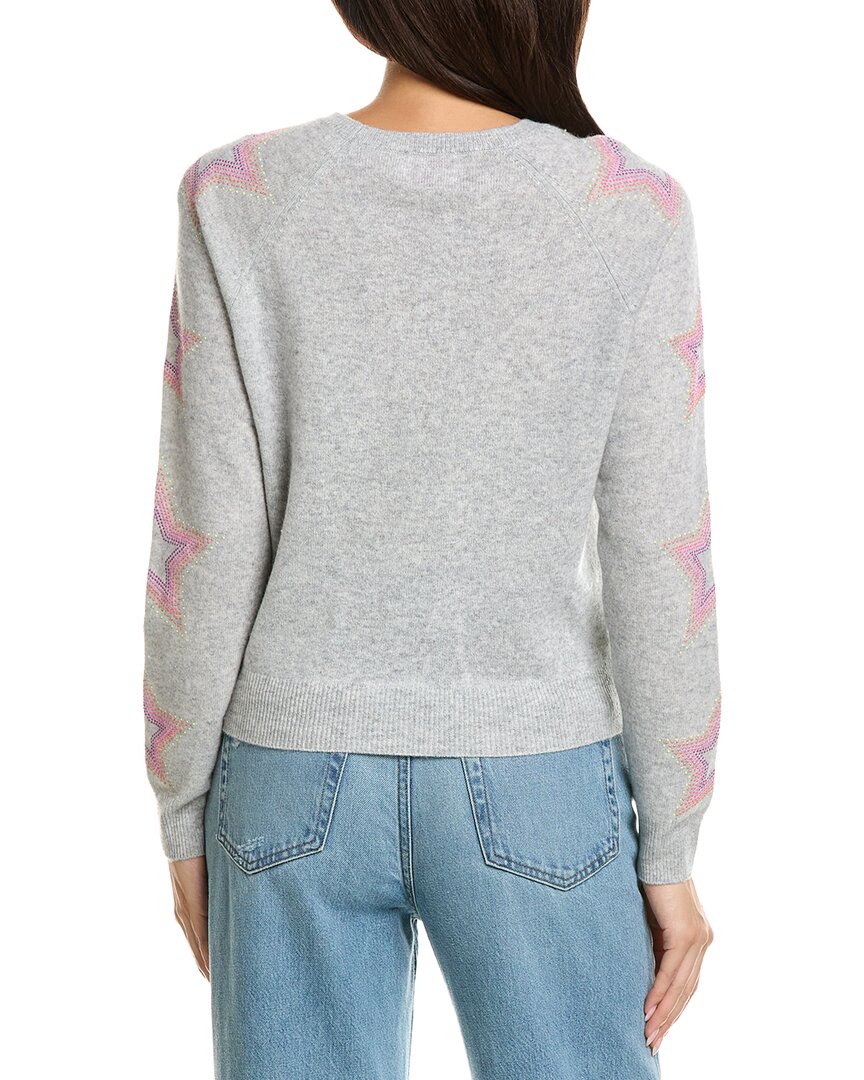Brodie Cashmere | Womens | Star Dust Sleeve Crewneck 100% Cashmere Sweater - I | Grey