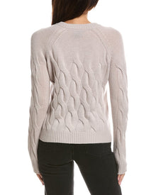 Forte Cashmere | Womens | Wandering Cable Crewneck 100% Cashmere Sweater | Beige