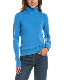 Forte Cashmere | Womens | Chunky Trim Turtleneck 100% Cashmere Sweater | Purple