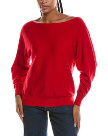 Forte Cashmere | Womens | Off The Shoulder Dolman Sleeve 100% Cashmere Sweater | Red