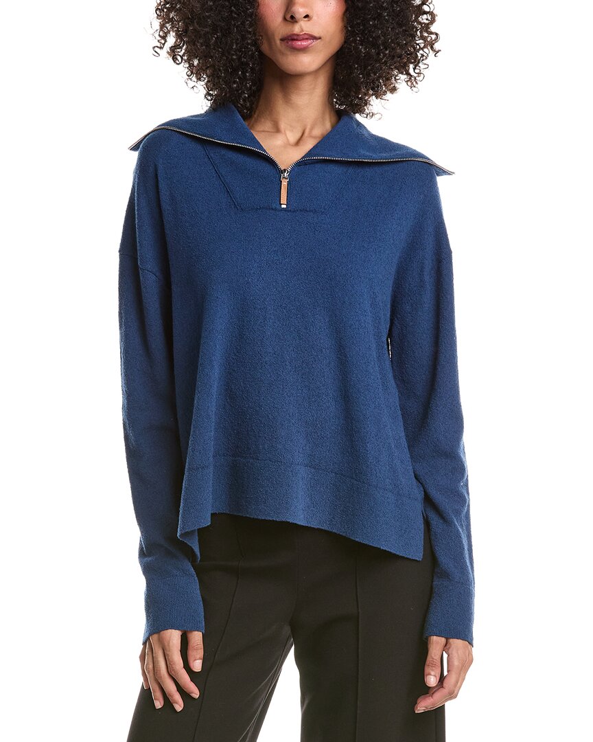 Lafayette 148 New York | Womens | Half Zip Collared Sweater | Blue