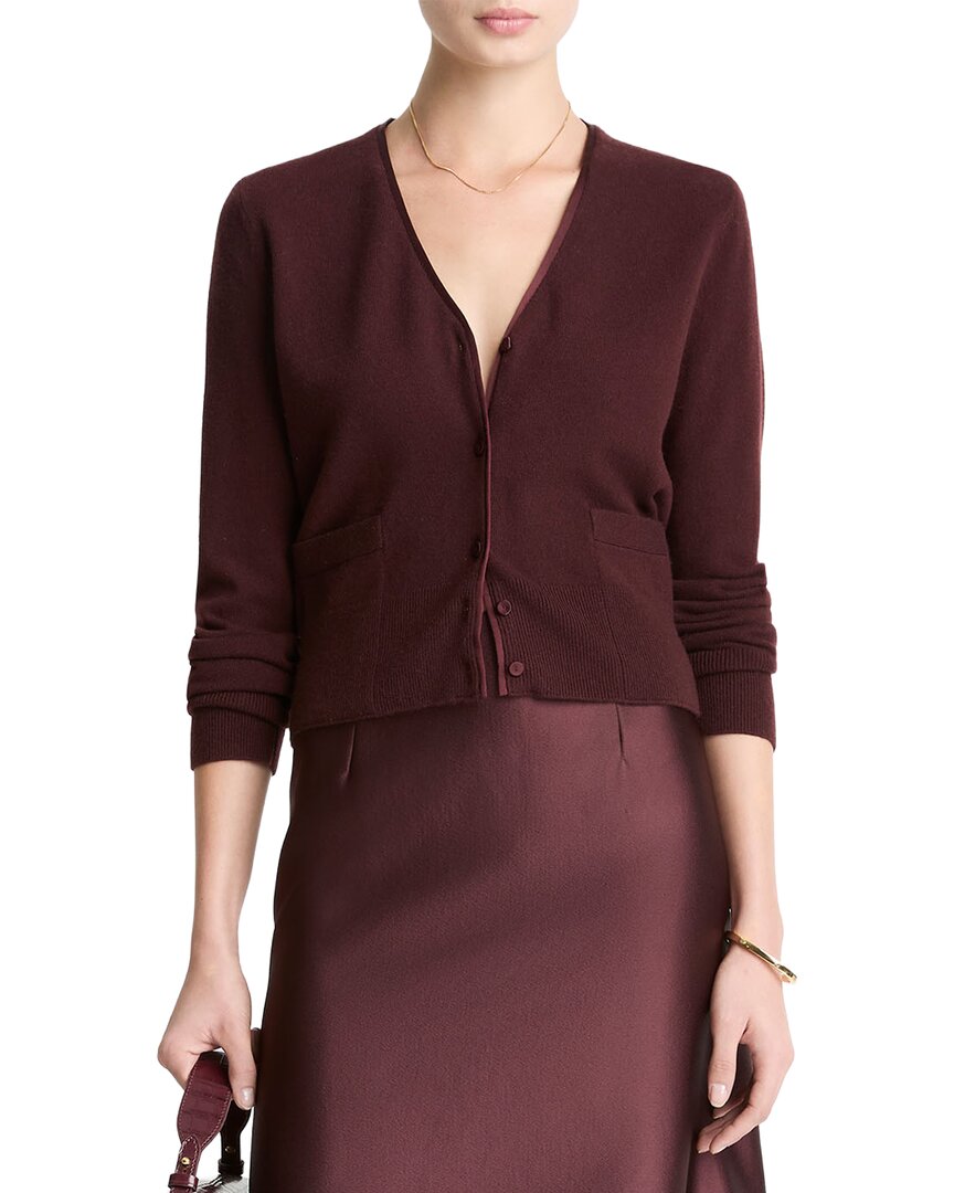 Vince | Womens | Satin Button Wool & Cashmere-Blend Cardigan | Red