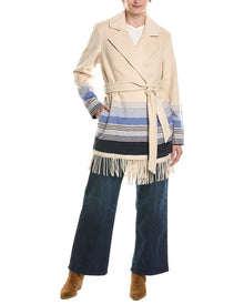 Tommy Bahama | Womens | Wooly Stripe Wool-Blend Wrap Coat | Brown