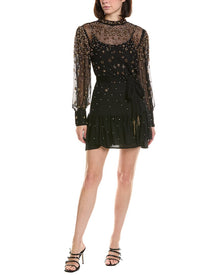 FARM Rio | Womens | Farm Rio Embroidered Tulle Black Mini Dress | Black