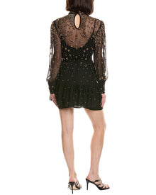 FARM Rio | Womens | Farm Rio Embroidered Tulle Black Mini Dress | Black