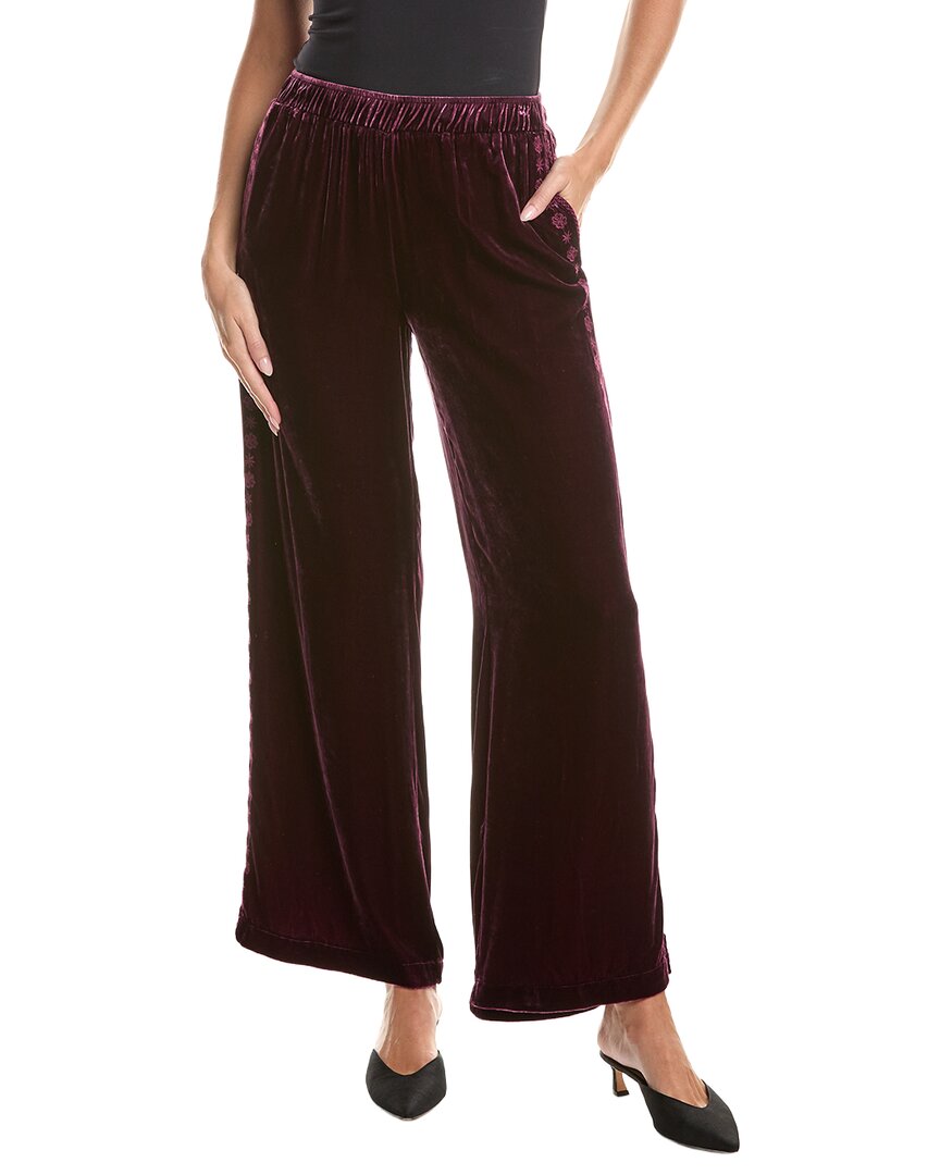 Johnny Was | Womens | Velvet Silk-Blend Pant | Purple