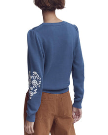 Boden | Womens | Davina Puff Sleeve Wool-Blend Jumper | Blue