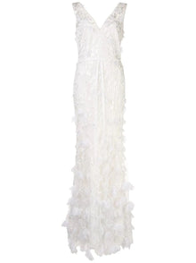 V-neck 3D Floral Fit To Flare Gown Marchesa