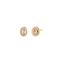 14K White Gold / 0.50 CT Lab Grown Diamond Oval Bezel Stud Earring 14K - Adina's Jewels