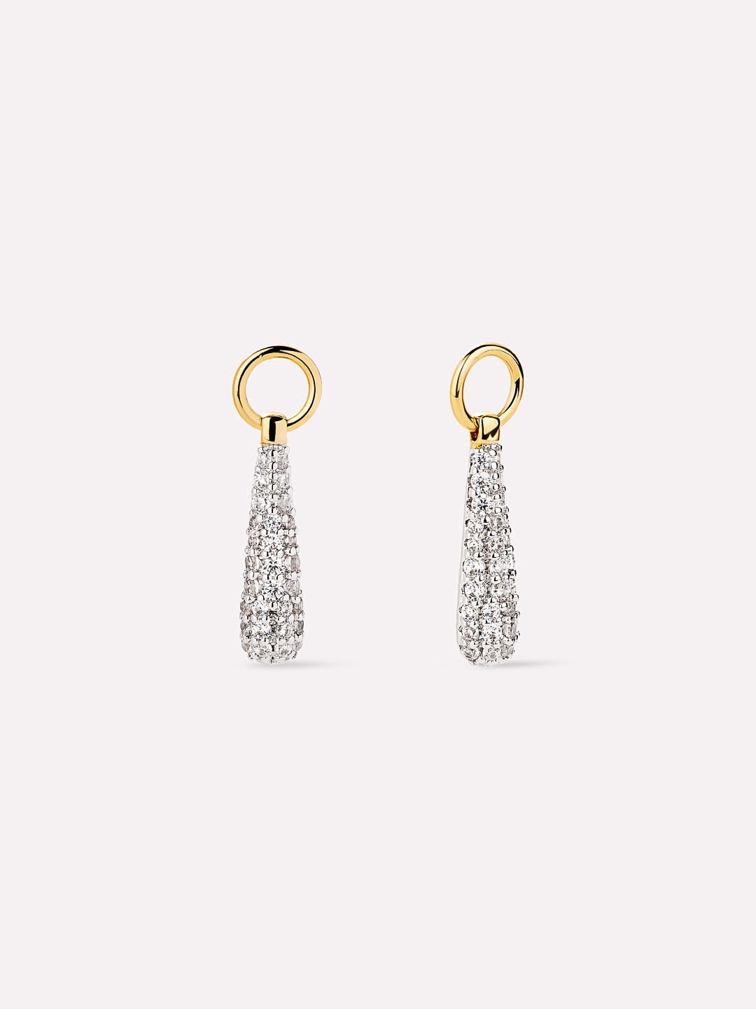 Micropave Drop Earring Charms | 14K Gold on Brass/Rhodium on Brass | Cubic Zirconia