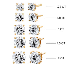Gold Mixed Lab Grown Diamond Solitaire Four Prong Stud Earring 14K - Adina's Jewels