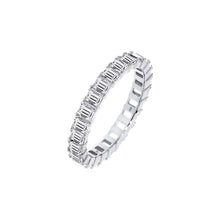 18K White Gold Plated / 5 / 2 CT Lab Grown Diamond Emerald Eternity Band 14K - Adina's Jewels