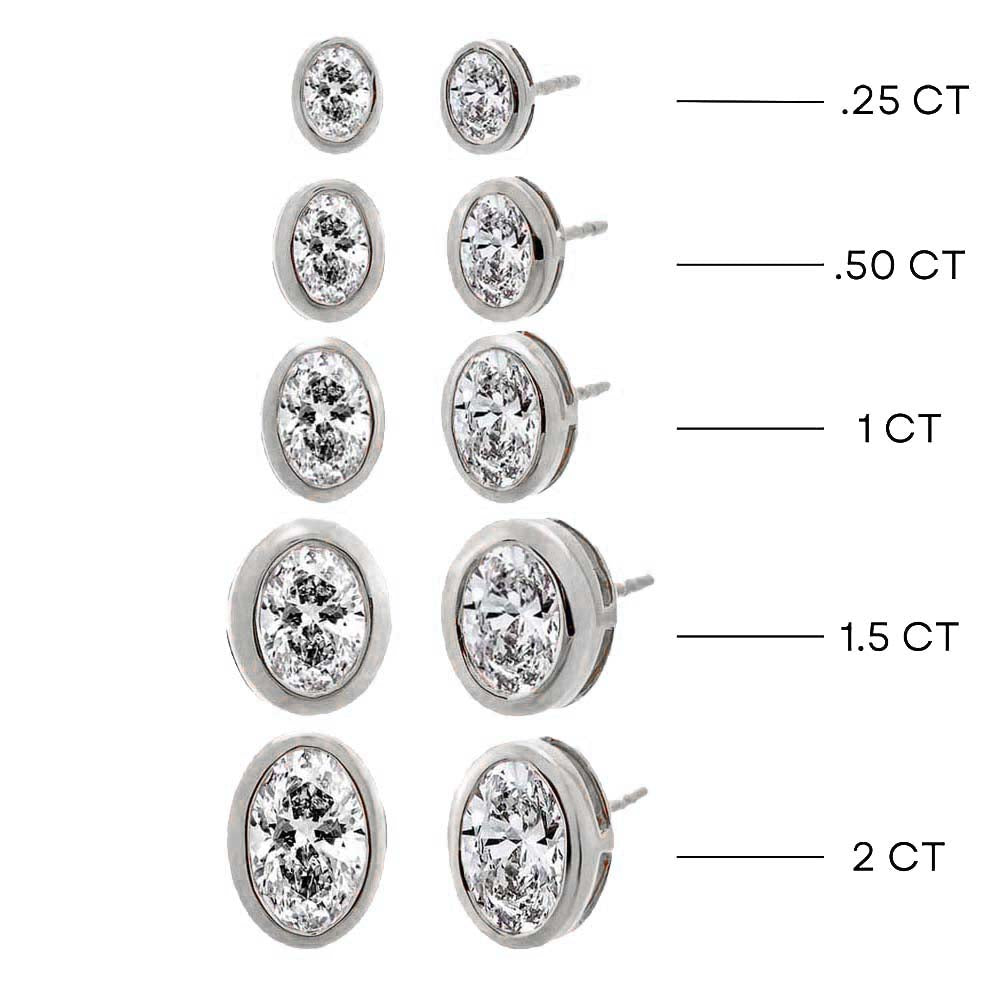  Lab Grown Diamond Oval Bezel Stud Earring 14K - Adina's Jewels