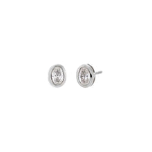 0.50 CT Diamond | Oval Bezel Stud Earring | 14K White Gold Plated