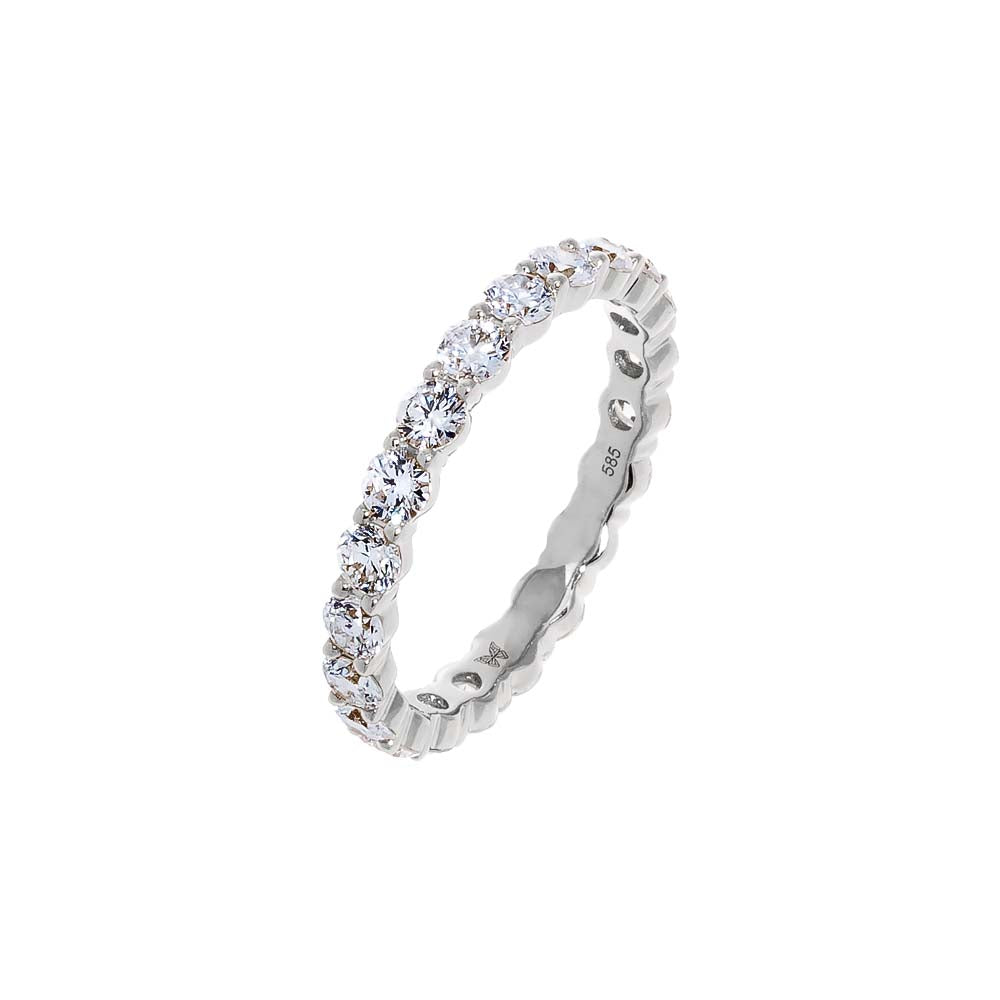 14K White Gold Plated / 6 / 2 CT Lab Grown Diamond Princess Cut Eternity Band 14K - Adina's Jewels