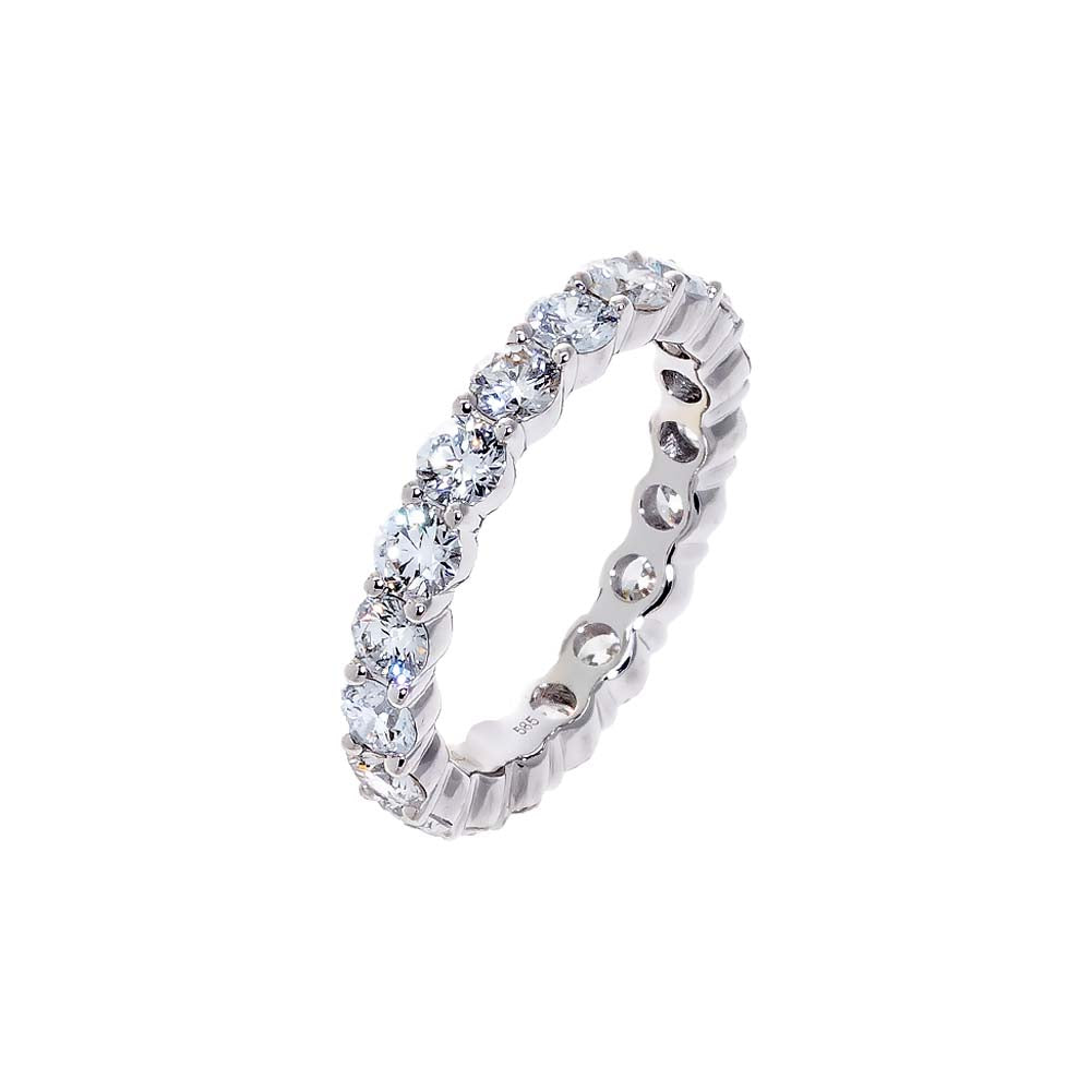 14K White Gold Plated / 6 / 3 CT Lab Grown Diamond Princess Cut Eternity Band 14K - Adina's Jewels