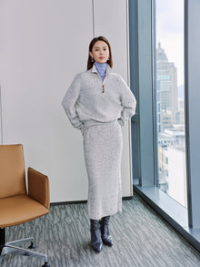Straight-Leg Cashmere Skirt | White