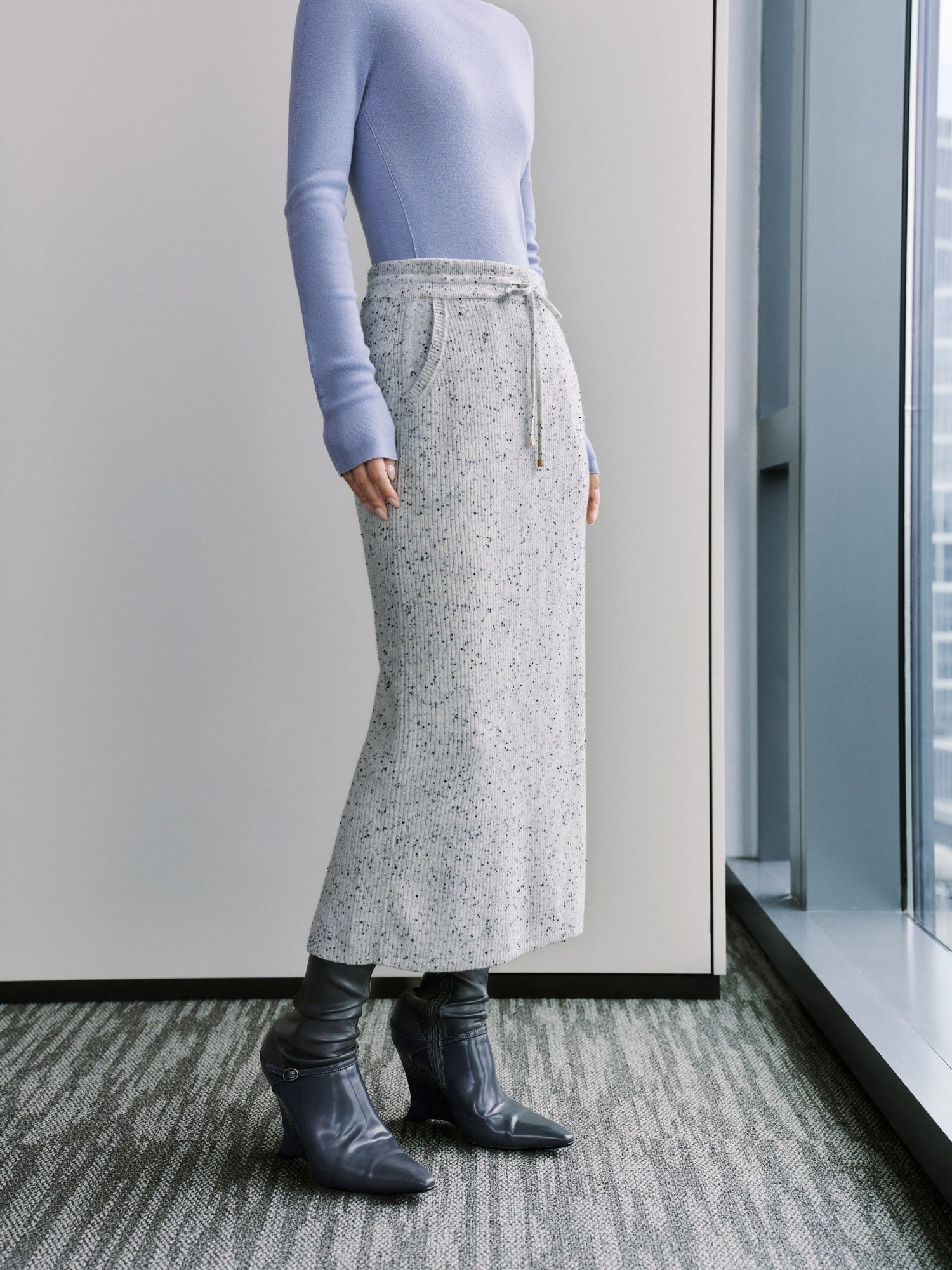 Straight-Leg Cashmere Skirt | White