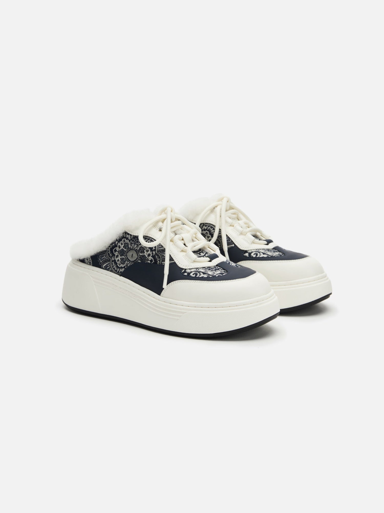 Platform Furry Slide | Navy