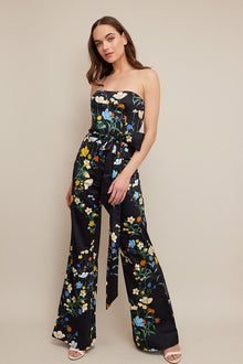 Elsa Jumpsuit | Black Pressed Flower