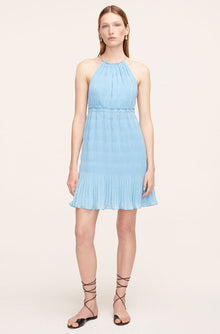 Pleated Voile Short Dress | Cerulean