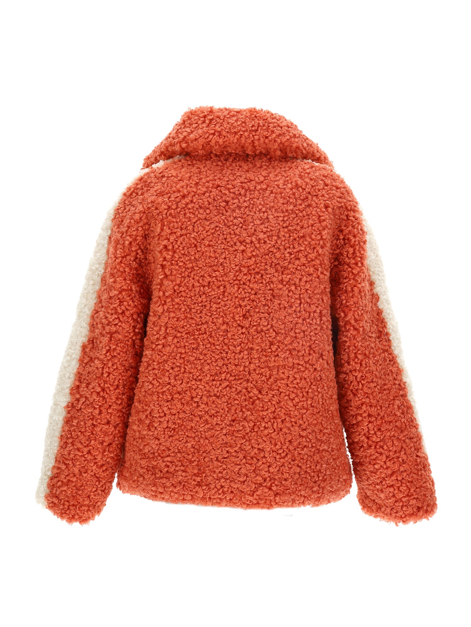 Girls | Plush Coat | Orange/Cream