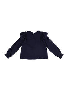 Girls | Viscose Blouse With Rhinestones | Ocean