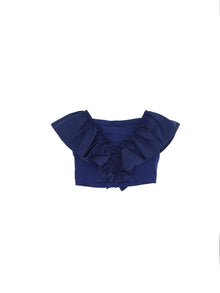 Girls | Poplin Top With Ruffles | Electric Blue